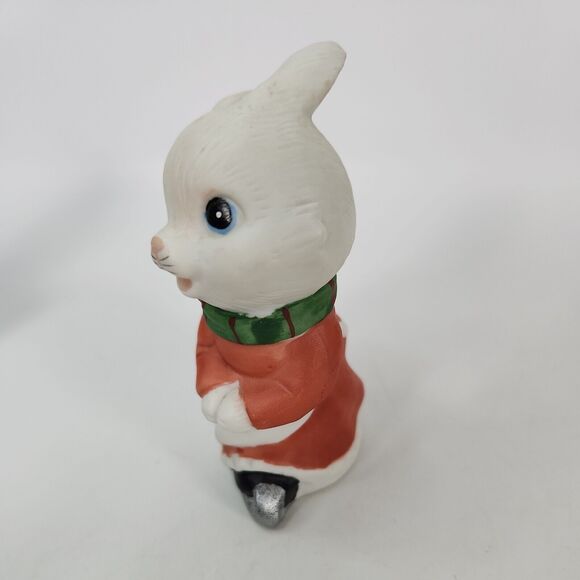 VINTAGE Homco Christmas Ice Skating Bunny Rabbits Boy & Girl 4" Figurines 5305 - Picture 9 of 15
